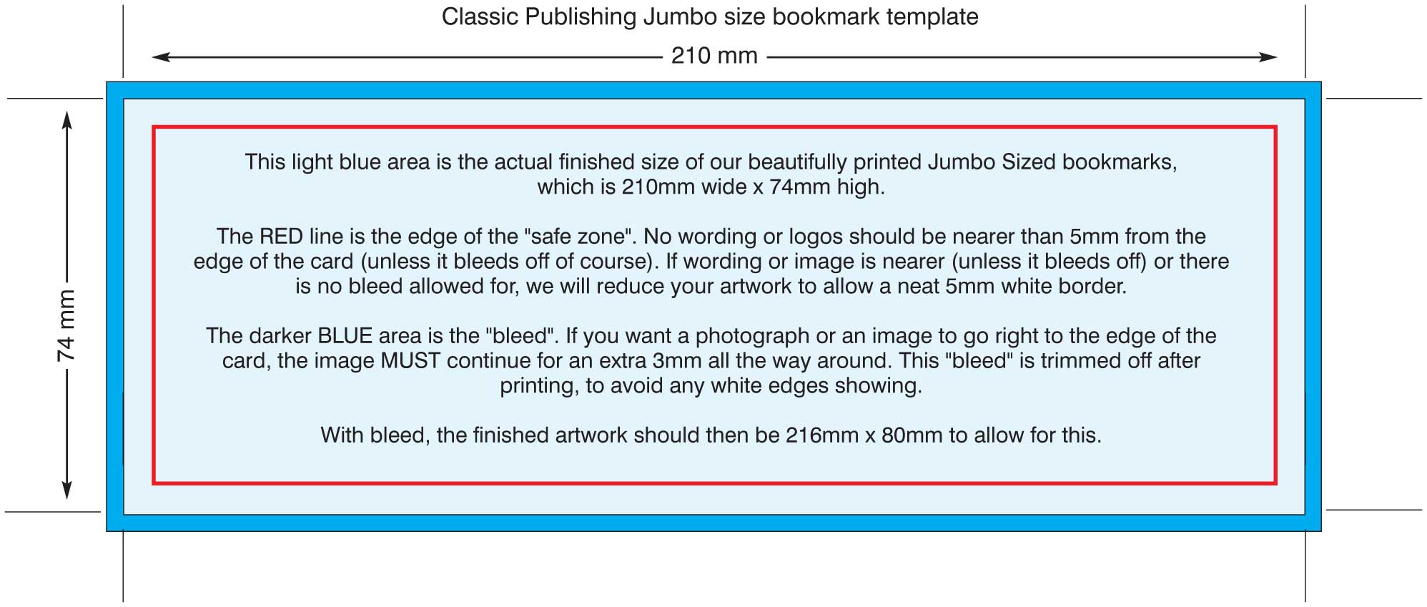 Printed bookmarks layout template