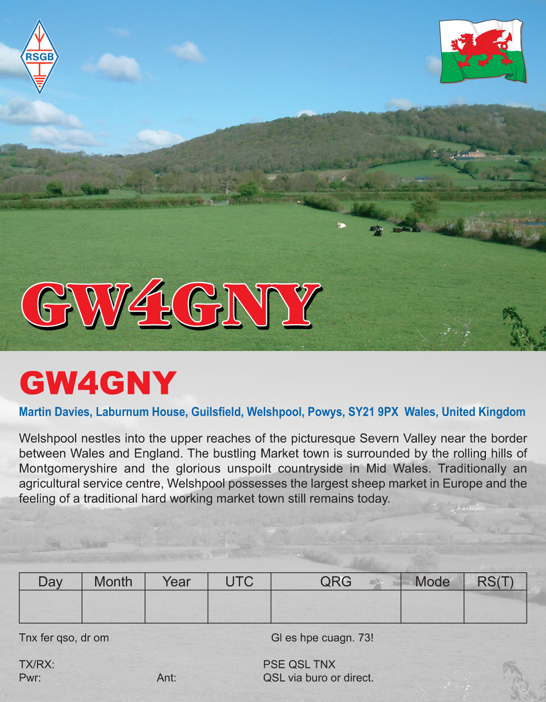 Radio Amateur QSL card printers UK - Examples of Printed QSL Cards Inside Qsl Card Template
